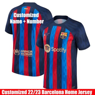 เสื้อกีฬาแขนสั้น ลายทีมชาติฟุตบอล Barcelona 22-23 ชุดเหย้า สําหรับผู้ชาย