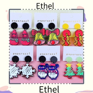 Ethel1 ต่างหูแฟชั่น รูปสโนว์แมน กระดิ่ง คริสต์มาส ของขวัญ