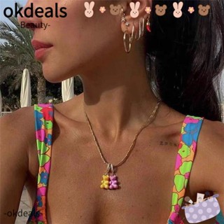 Okdeals จี้เรซิ่น รูปหมี ประดับเพทาย หลากสี เครื่องประดับแฟชั่น