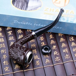 Spot curved filter handmade Ebony mens pipe dual-use pipe pipe pipe pipe bag imported pipe non-solid wood old cigarette holder 0731hw