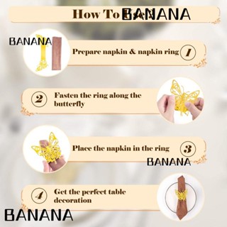 Banana1 แหวนรัดผ้าเช็ดปาก รูปผีเสื้อ ใช้ซ้ําได้ สําหรับงานแต่งงาน