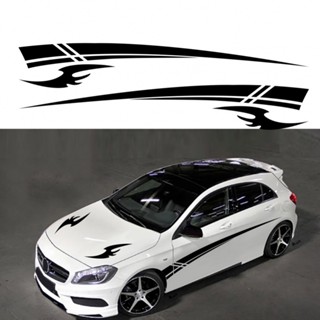 ⚡NEW 8⚡Car Body Flower Sticker Side Sports Racing Stripe High Quality Sticker Black