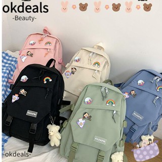 Okdeals กระเป๋าเป้สะพายหลัง น่ารัก ความจุขนาดใหญ่ สไตล์เกาหลี กระเป๋านักเรียน