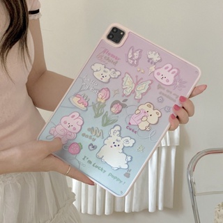 เคส ลายดอกทิวลิป และกระต่าย สําหรับ IPad 7 8 9 10 Air3 Air4 Air5 10.9 นิ้ว Pro10.5 10.2 นิ้ว Pro11 2018 2020 2021 2022