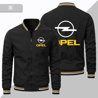 เสื้อแจ็กเก็ตเบสบอล แต่งซิป แบบบาง ป้องกันลม ลายโลโก้ Opel เหมาะกับใส่ขับขี่กลางแจ้ง