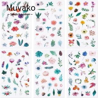 Muvako สติกเกอร์ ลายดอกไม้ หลากสี สําหรับตกแต่งสมุดภาพ DIY 30 แผ่น