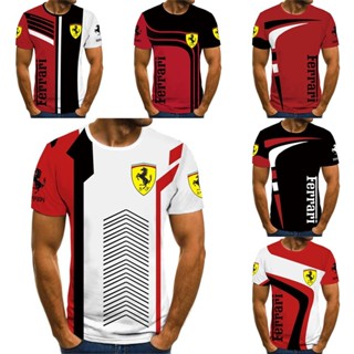 ใหม่ เสื้อยืดลําลอง แขนสั้น ลาย Ferrari เหมาะกับฤดูร้อน สําหรับผู้ชาย