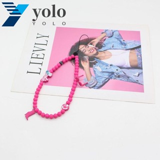 Yolo สายโซ่คล้องโทรศัพท์มือถือ แฮนด์เมด สีแดงกุหลาบ สําหรับตุ๊กตาบาร์บี้ Diy