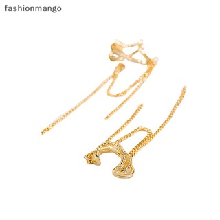 [fashionmango] ต่างหูแบบหนีบ ประดับเพทาย หลายชั้น เรียบง่าย แวววาว สําหรับผู้หญิง สินค้าใหม่