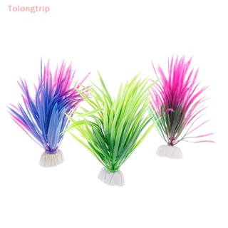 Tolongtrip&gt; หญ้าเทียม พลาสติก สีเขียว สําหรับตกแต่งตู้ปลา