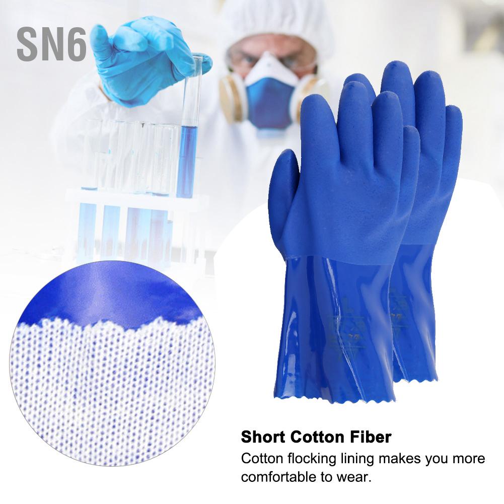 SN6 PVC ถุงมือกันสารเคมี ถุงมือถัก ผ้าฝ้าย ปลอกแขนตรง ถุงมือเซฟตี้ กันลื่น