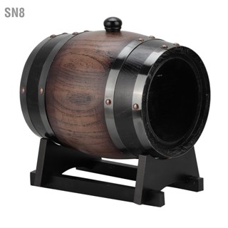 SN8 3L Vintage Striped Black Oak Red Wine Barrel Keg Bucket Container with Faucet for Brandy Whisky