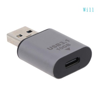 Will อะแดปเตอร์เชื่อมต่อข้อมูล USB 3 0 ตัวผู้ เป็นตัวเมีย Type C 10Gbps แบบพกพา สําหรับแล็ปท็อป แท็บเล็ต