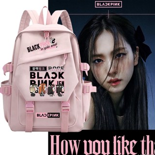 กระเป๋าเป้สะพายหลัง ลาย blackpink Jin Zhini lisa สีชมพู สําหรับนักเรียน