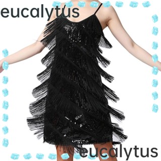 Eucalytus1 ชุดเดรสเต้นรําละติน แขนกุด ประดับเลื่อม แวววาว สไตล์สเปน สําหรับงานปาร์ตี้