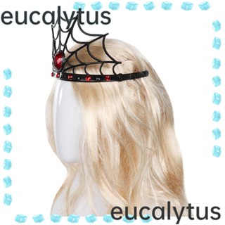 Eucalytus1 ที่คาดผมพลาสติก ประดับพลอยเทียม สีดํา สีแดง แฟชั่น สําหรับวันหยุด