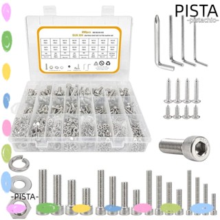 PISTA ชุดสกรูหัวซ็อกเก็ต หกเหลี่ยม M3 M4 M5 M6 และน็อต สเตนเลส 304 พร้อมประแจ สําหรับครัวเรือน 890 ชิ้น