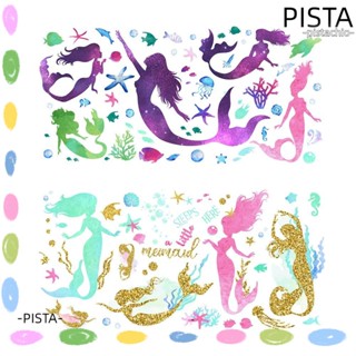 Pista สติกเกอร์ไวนิล ลายนางเงือก มีกาวในตัว ลอกออกได้ สําหรับติดตกแต่งผนังห้องนอนเด็กผู้หญิง 2 แผ่น