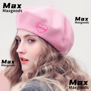 Maxg หมวกเบเร่ต์ ผ้าวูล ระบายอากาศ ปักลายหัวใจ สีพื้น สําหรับตุ๊กตาบาร์บี้