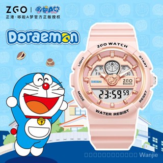 Zhenggang X Doraemon นาฬิกาข้อมืออิเล็กทรอนิกส์ กันน้ํา สีชมพู สําหรับเด็กผู้หญิง 8632