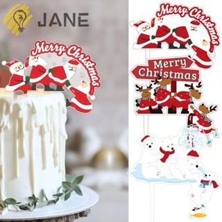 Jane ป้ายท็อปเปอร์อะคริลิค รูปการ์ตูนซานต้าคลอส สําหรับตกแต่งเค้กคริสต์มาส