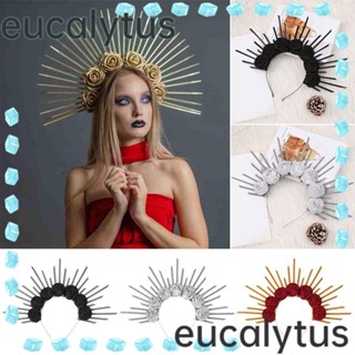 Eucalytus1 ที่คาดศีรษะ รูปดอกกุหลาบ สีแดง แฮนด์เมด อุปกรณ์เสริม สําหรับถ่ายภาพ