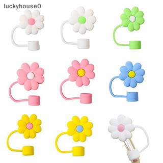 Luckyhouse0^^ ใหม่ จุกปิดหลอดดูดน้ํา ซิลิโคน ลายการ์ตูนดอกเบญจมาศ กันฝุ่น