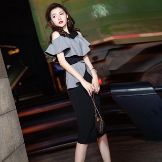T Classy Dress ชุดเดรสยาวปานกลาง เซ็กซี่ ระดับไฮเอนด์ สําหรับผู้หญิง 20