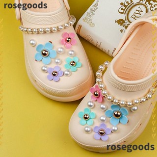 Rosegoods1 คลิปหัวเข็มขัดรองเท้า พลาสติกอัลลอย รูปดอกไม้ หลากสี ลอกออกได้ DIY สําหรับตกแต่งรองเท้า