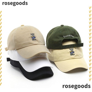 Rosegoods1 หมวกเบสบอล เดินทาง ผู้ชาย ผู้หญิง แบบพกพา ผ้าฝ้าย ปรับได้ หมวกบังแดด