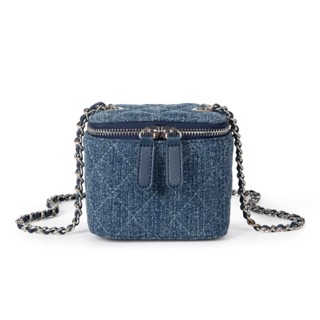 Chanel Style Bag Womens Denim Rhombic Makeup Bag Box Bag High-grade French Style Mini Chain Bag with Single Shoulder