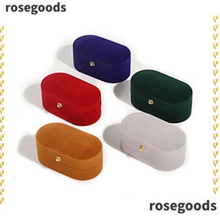 Rosegoods1 กล่องเก็บเครื่องประดับ ต่างหู แหวน ผ้ากํามะหยี่ ทรงวงรี ทนทาน