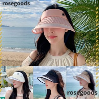 Rosegoods1 หมวกบักเก็ต ป้องกันรังสียูวี ฤดูร้อน หมวกปานามา ปีกกว้าง หมวกบังแดด