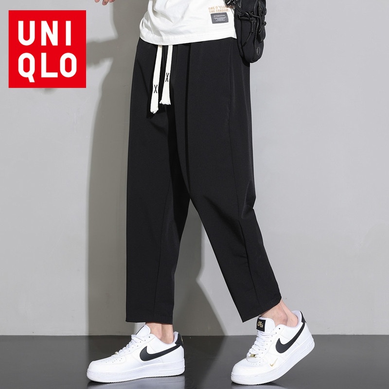 Uniqlo กางเกงวอร์มขาเก้าส่วนลําลอง ทรงหลวม เหมาะกับฤดูใบไม้ผลิ และฤดูร้อน สําหรับผู้ชาย