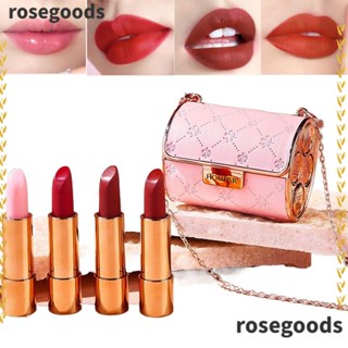 Rosegoods1 ชุดลิปสติก ลิปกลอส กํามะหยี่ กันน้ํา พร้อมกระเป๋าโซ่ 5 ชิ้น