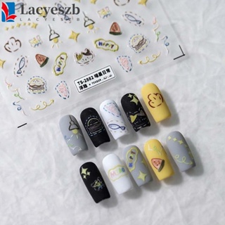 Lacyeszb สติกเกอร์ ลายการ์ตูนสัตว์ แกะ แมวน่ารัก สําหรับตกแต่งเล็บ DIY