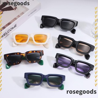 Rosegoods1 แว่นกันแดด ทรงสี่เหลี่ยมผืนผ้า ย้อนยุค ผู้หญิงและผู้ชาย ป้องกันรังสียูวี แว่นตาสี่เหลี่ยม แว่นตากันแดด