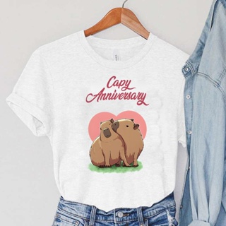 เสื้อยืด พิมพ์ลายการ์ตูนสัตว์ Capybara