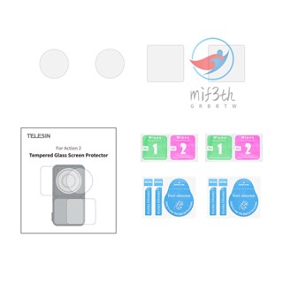 Mif)telesin OA-FLM-001 ฟิล์มกระจกนิรภัยกันรอยหน้าจอ พร้อมฟิล์มป้องกันเลนส์ 2 ชิ้น และฟิล์มกันรอยหน้าจอ แบบเปลี่ยน สําหรับ DJI Action 2