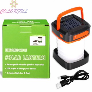 【COLORFUL】Led Camping Lights Lamp Bead Portable Solar Panel USB Charging ABS Material