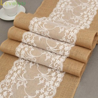 ⭐24H SHIPING ⭐Rustic Jute Hessian Lace Table Runner with Floral Accents Perfect for Weddings