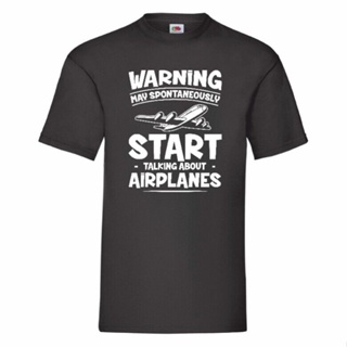 เสื้อยืด พิมพ์ลายคําเตือน May Spontaneously Start Talking About Airplanes ขนาดเล็ก ไซซ์ 3XL            