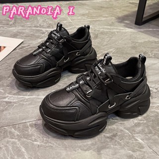 PARANOIA  I  รองเท้ากีฬาใหม่ของผู้หญิงมัฟฟินด้านล่าง 3-5 ซม. สไตล์เกาหลีลำลองนักเรียนรองเท้ากันลื่นสบาย