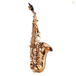 Banana_pie Mini Bb Soprano Saxophone Sax วัสดุทองเหลือง เครื่องเป่าลมไม้ พื้นผิวแลคเกอร์ สีทอง พร้อมกระเป๋าพกพา ถุงมือ ผ้าทําความสะอาด แปรงรีด สายรัดแซ็กโซโฟน