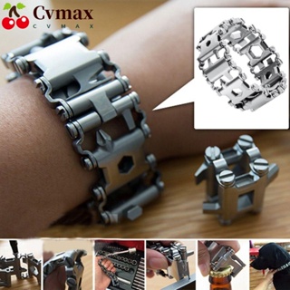 Cvmax เครื่องมือกลางแจ้ง สร้อยข้อมือ สเตนเลส โซ่มือ 29-in-1 ที่เปิดขวด