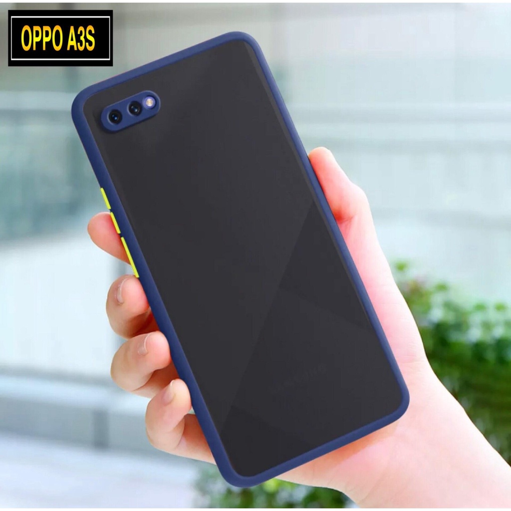 เคส OPPO A3S สำหรับออปโป้ ขอบสีผิวด้าน กันกระแทก นิ่ม TPU Case