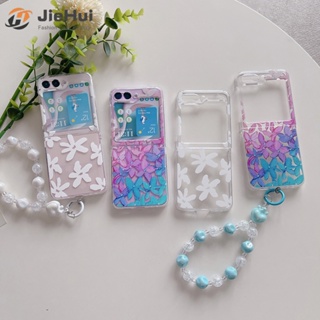 Jiehui เคสโทรศัพท์มือถือ ลายดอกไม้ สีน้ํา แฟชั่น สําหรับ Samsung Z Flip5