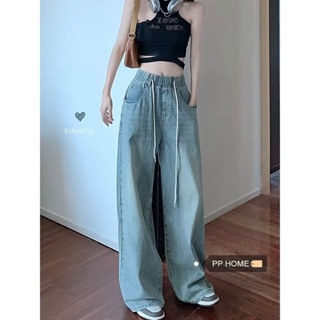 Solenne  กางเกงขายาว กางเกงยีสน์ผู้หญิง ทรงหลวม ๆ ตรง Retro Hip Hop Pants 2023 NEW Style  รุ่นใหม่ ทันสมัย Unique Trendy A97L85E 36Z230909