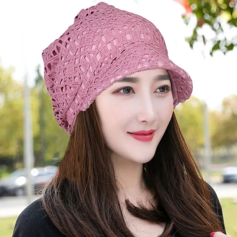 ฤดูใบไม้ผลิฤดูร้อน Double-Layer Hollow ดอกไม้ Soft-Brimed Peaked หมวกฤดูใบไม้ผลิฤดูใบไม้ร่วงหัวใหญ่เส้นรอบวง Pield HEAD หมวกหัวล้านฝาครอบผมสีขาวหมวกผู้หญิง ราคา ถูกที่สุด ดีลบีเคเค แกลเลอรีภาพที่ 4
