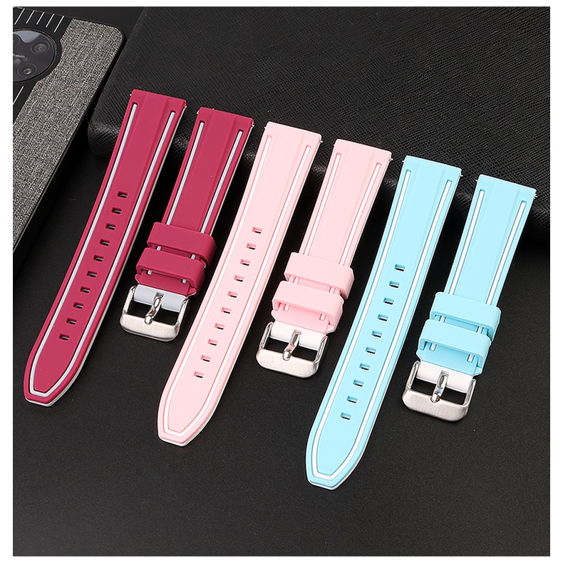 สายนาฬิกาข้อมือซิลิโคน ปลดเร็ว สองสี สําหรับ OME Co-branded Moonwatch Planet Series 20 มม.